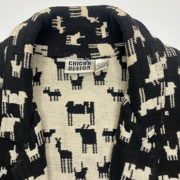 Vintage Women’s Chicos Western Moose Mountain Black  Cream Button Up Jacket Sz M - Picture 3 of 8